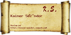 Kainer Sándor névjegykártya